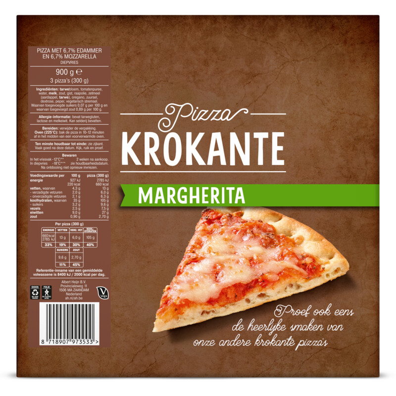 AH Pizza krokante margherita 3 stuks