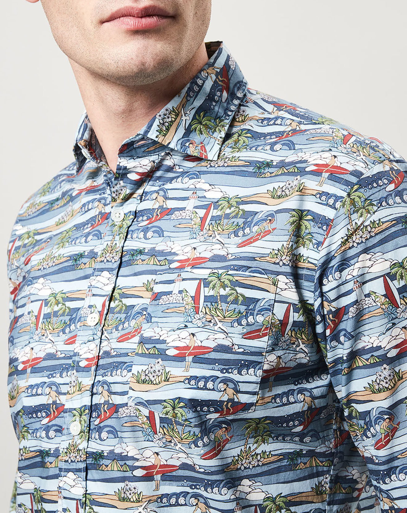 Hartford Chemise regular Paul imprimé surfer island bleu/multicolore