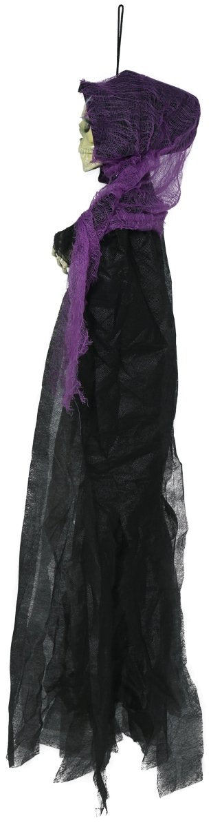 Halloween Skelet Zwart Paars Skelet 90cm