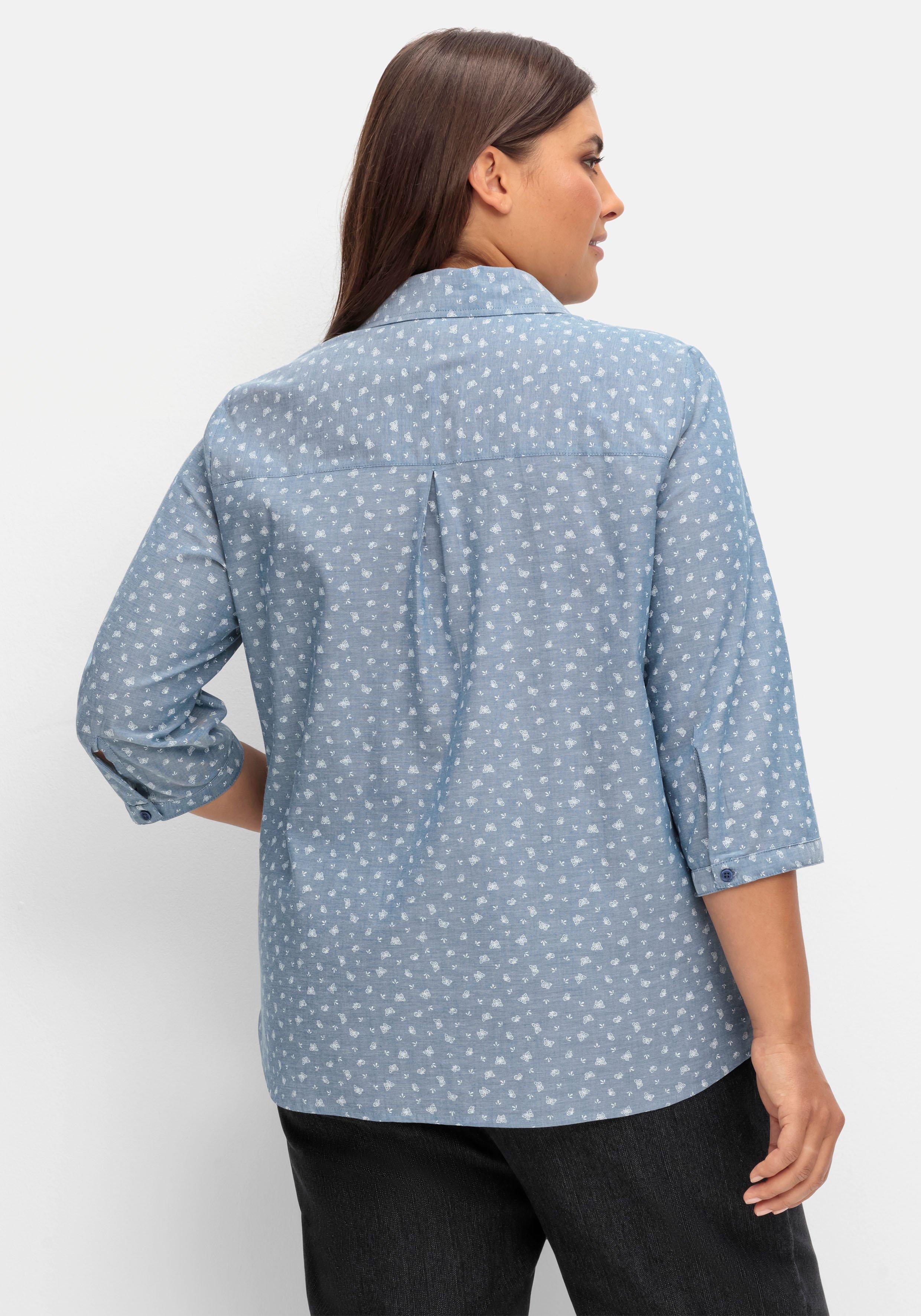Bluse in Jeansoptik mit Schmetterlingsprint