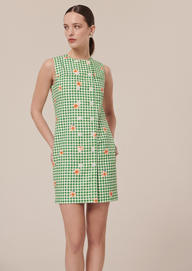 Robe Raphiaverte en vichy