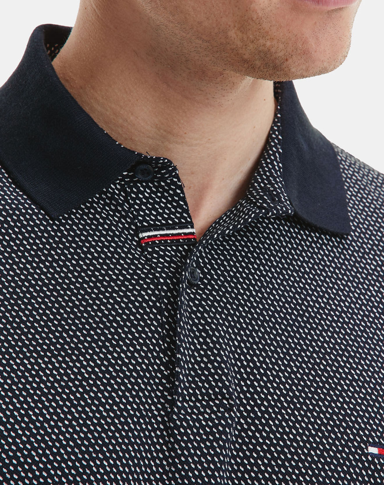 Tommy Hilfiger Polo slim Micro Print bleu marine
