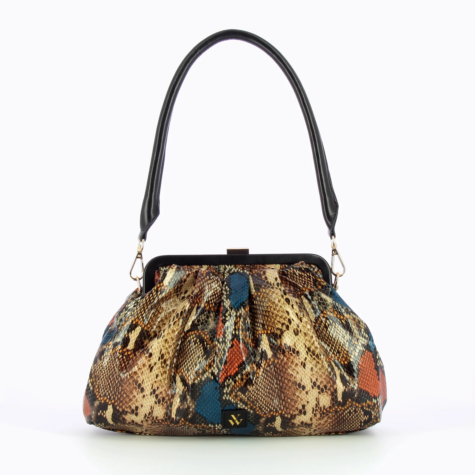 Sacs-Sac plissé Ambre camel imprimé serpent