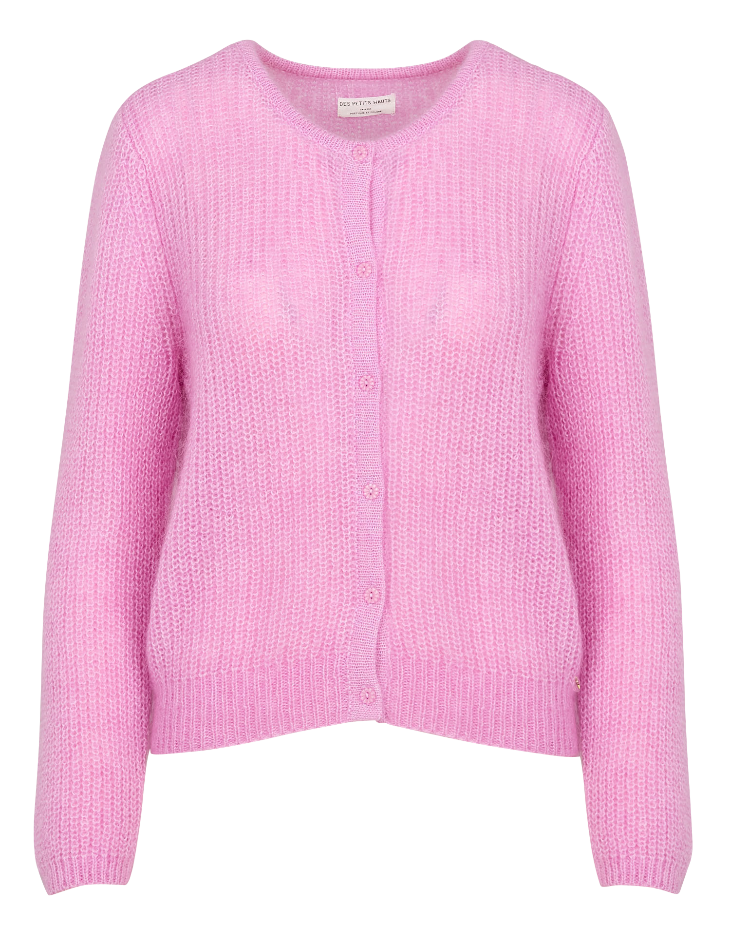 BULLY - Gilet col rond doit en maille | Rose