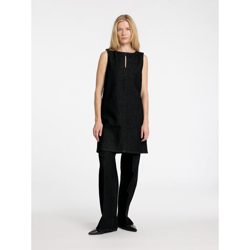 Selected Femme Cora Short Denimkjole, Black Denim, 40