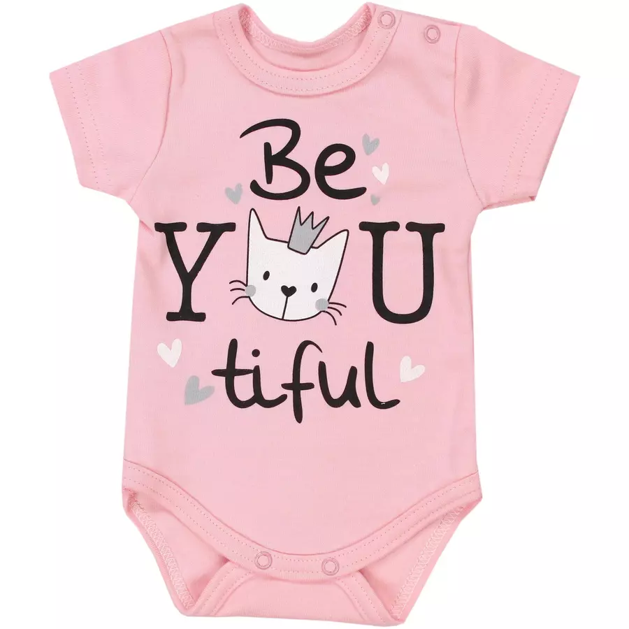 TupTam Baby Kurzarm Body mit Aufdruck Spruch 5er Pack rosagrau
