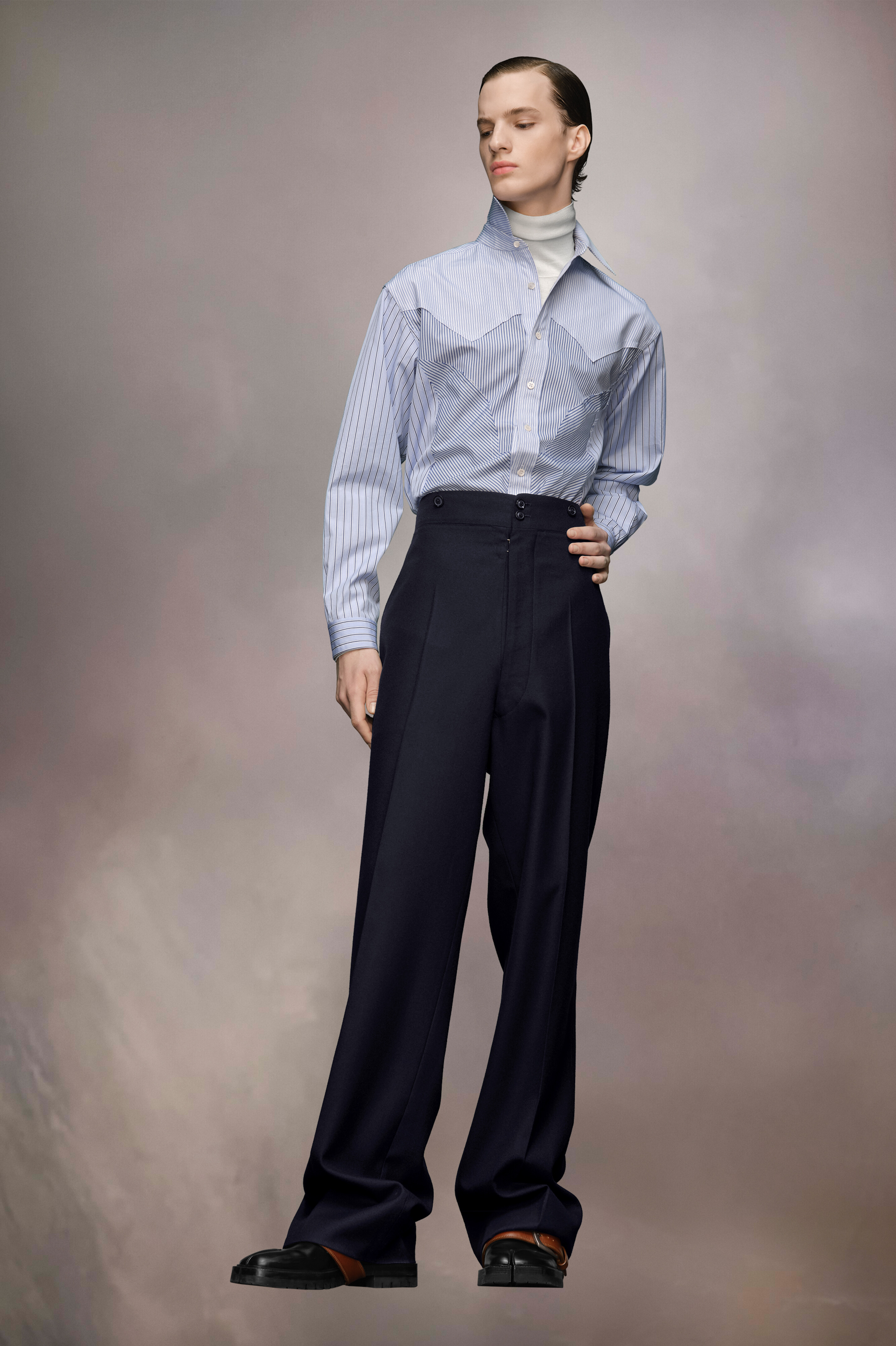 Pantalon en laine barathea Bleu Navy