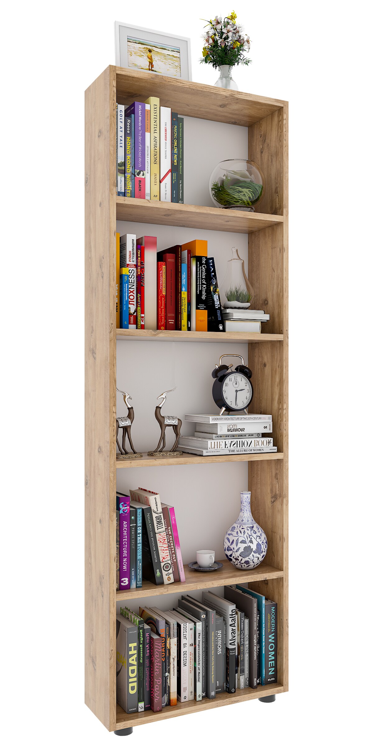VCM Holz Aufbewahrung Stand Regal Bücherregal Deko Bücher Standregal Bulas 5 Fächer