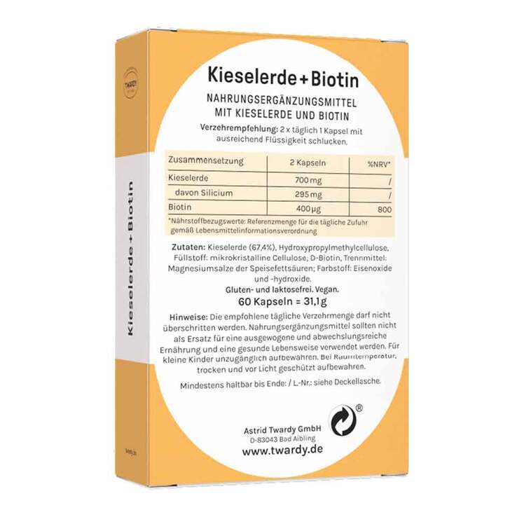 Kieselerde + Biotin Kapseln vegan, 60 St