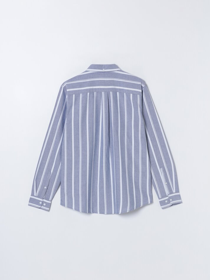 Camisa Oxford listrada - Azul-marinho
