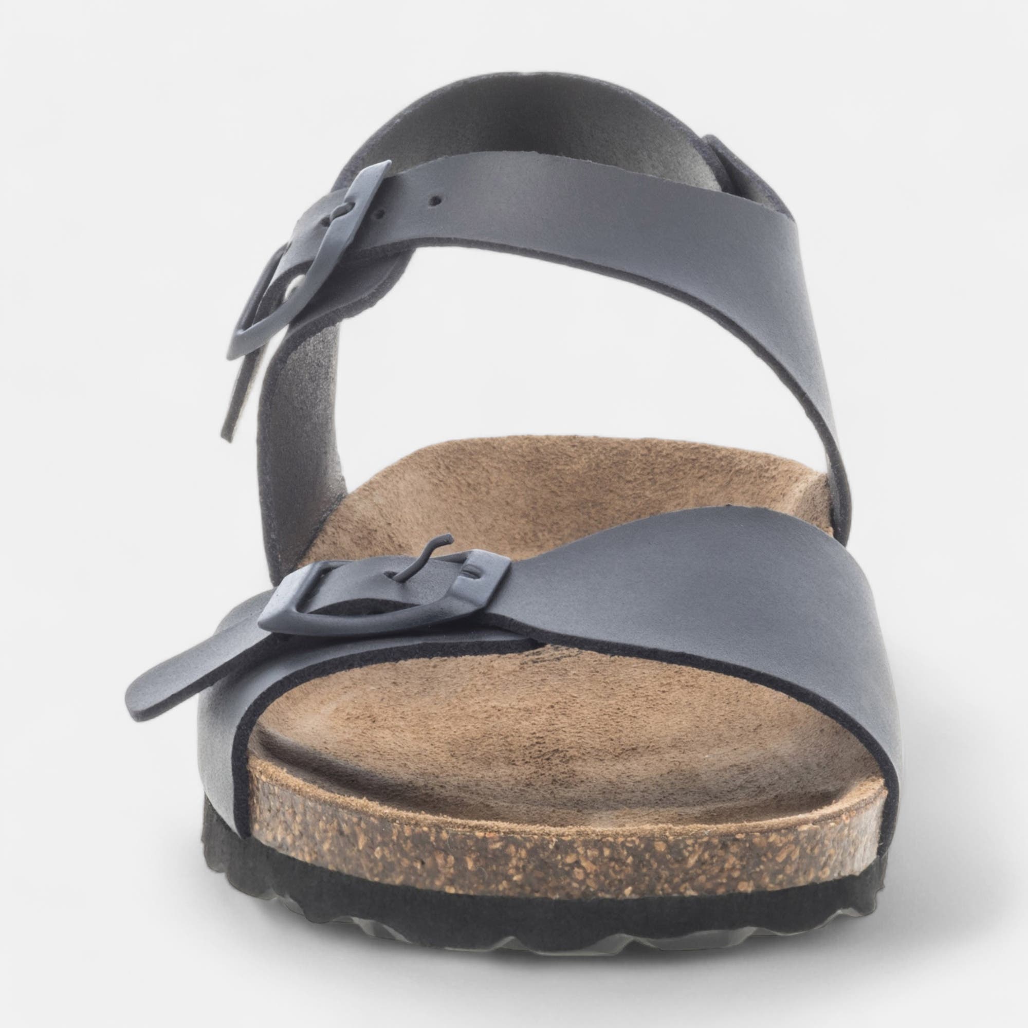Mules semelle liège Garçon en cuir bleu marine