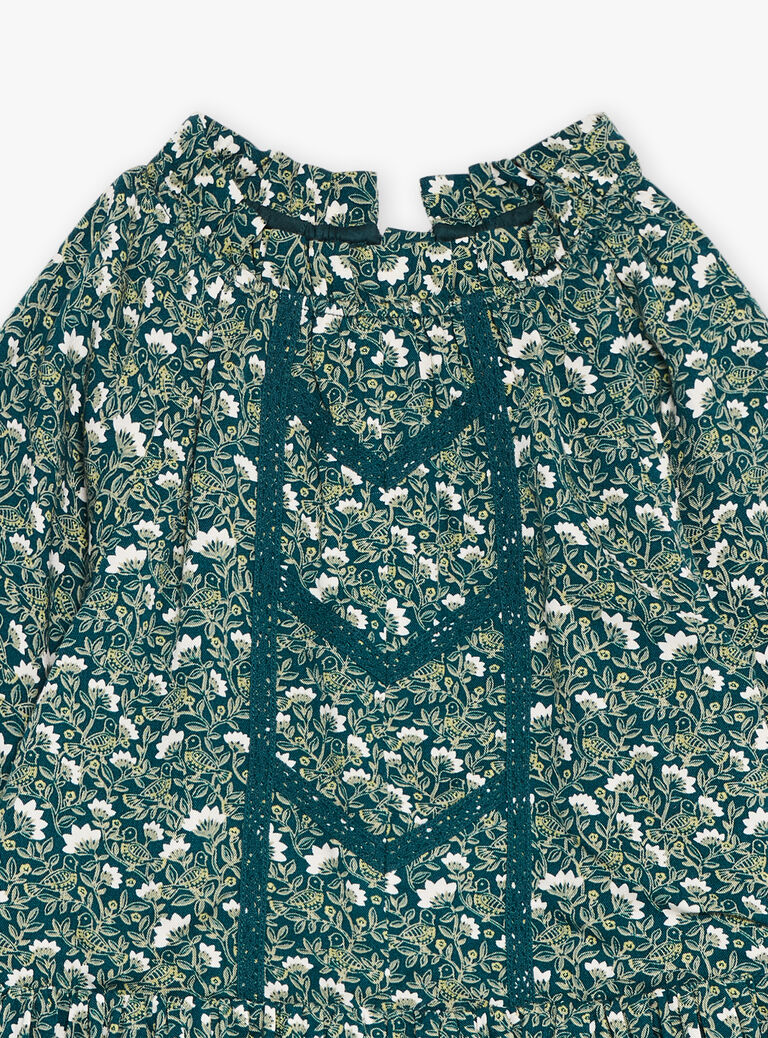 Robe vert émeraude à imprimé fleuri