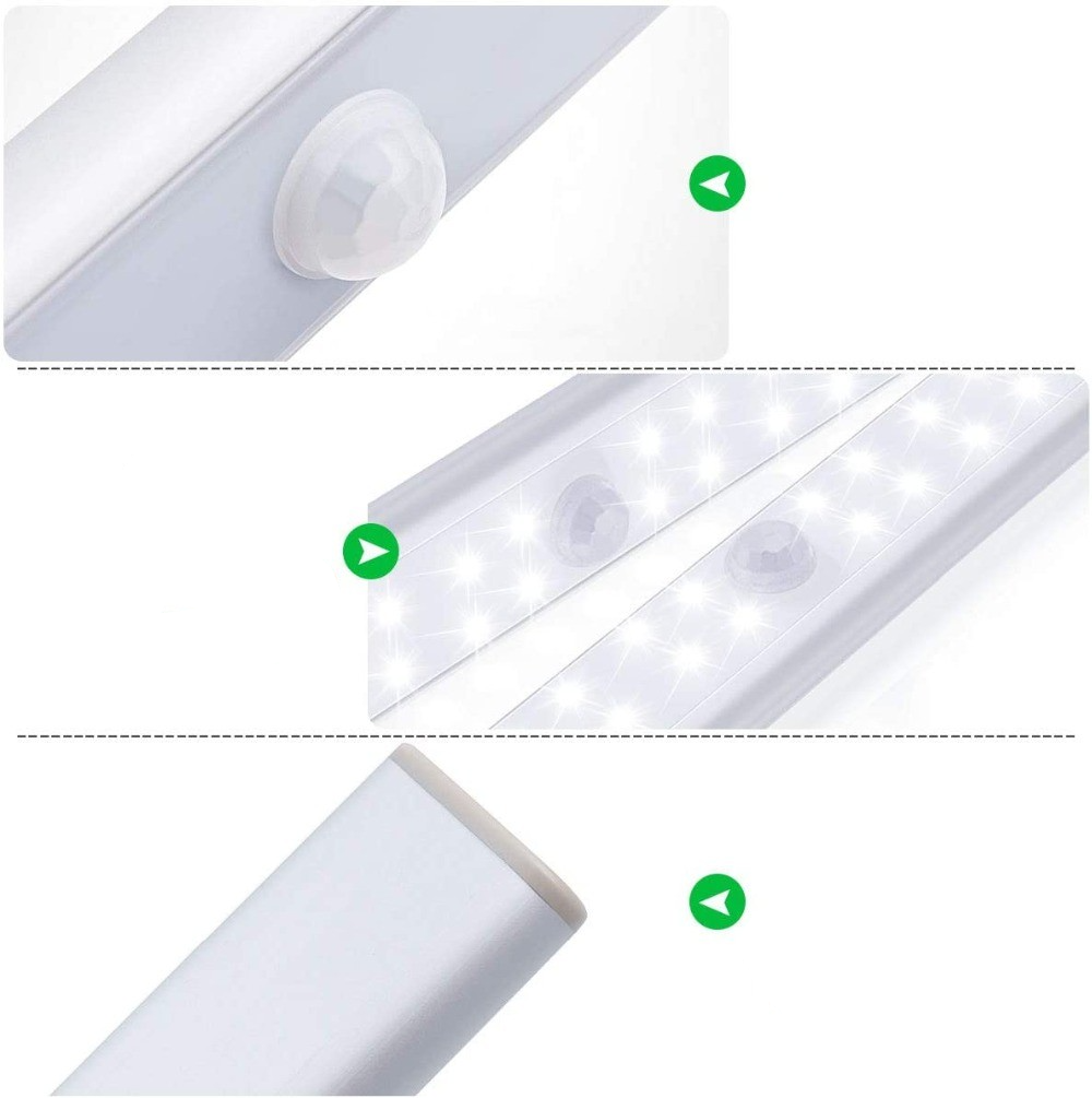 (19cm) 24 LED's Lichtleiste Magnetische USB Leuchte Schrank Beleuchtung mit PIR Bewegungsmelder   Magnet Halterung - Warmweiss