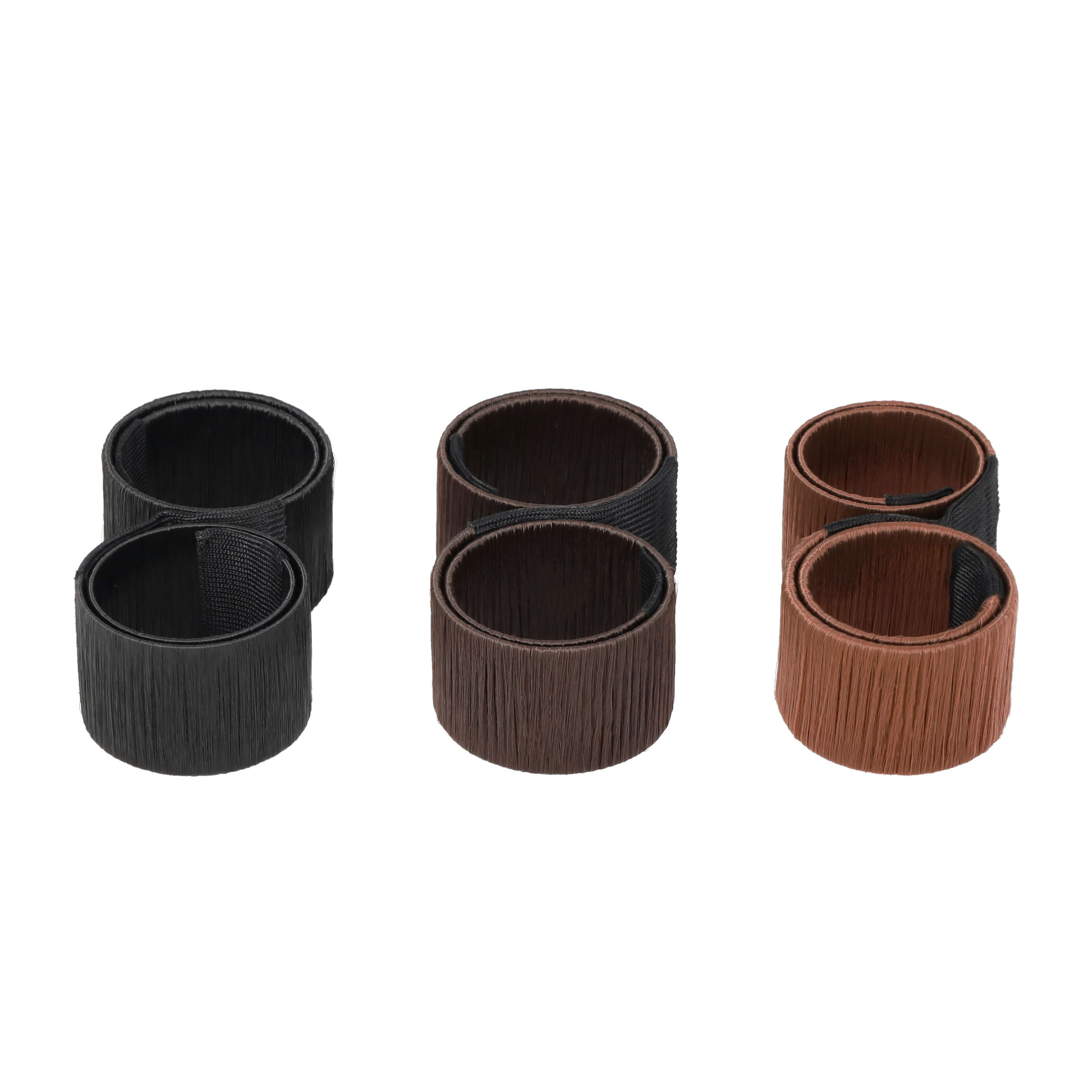 (3er Set) Frisur Dutt Hilfe Styling Haarreif Bun Maker - Schwarz / Dunkelbraun / Braun