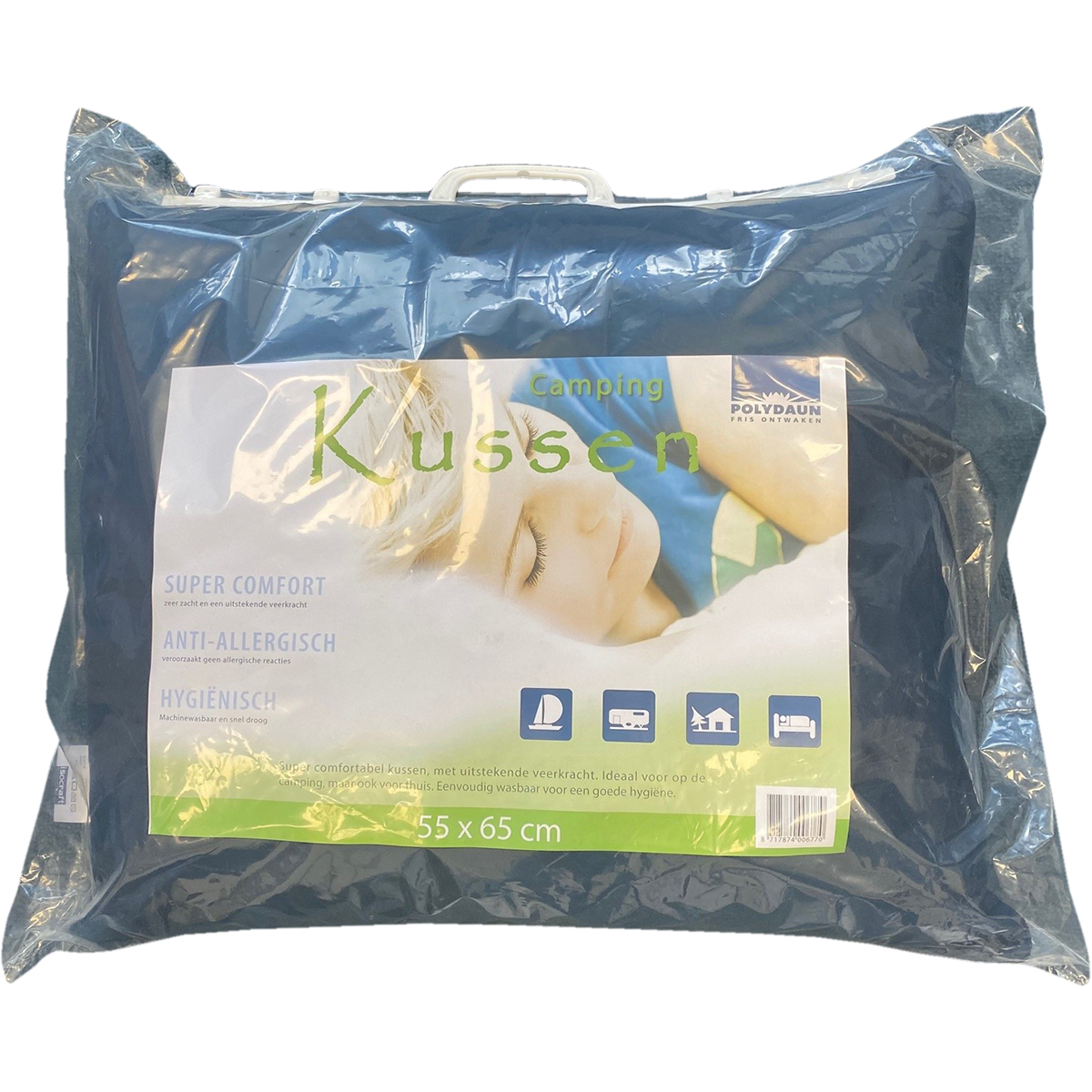 Polydaun navy Camping kussen