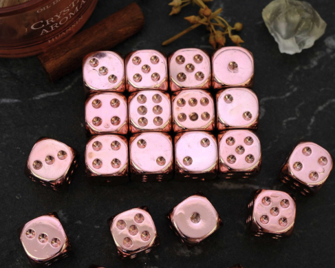 (3er Set) 16x16mm Acryl Würfel Spiel Zubehör Party Cube Würfelspiel - Roségold