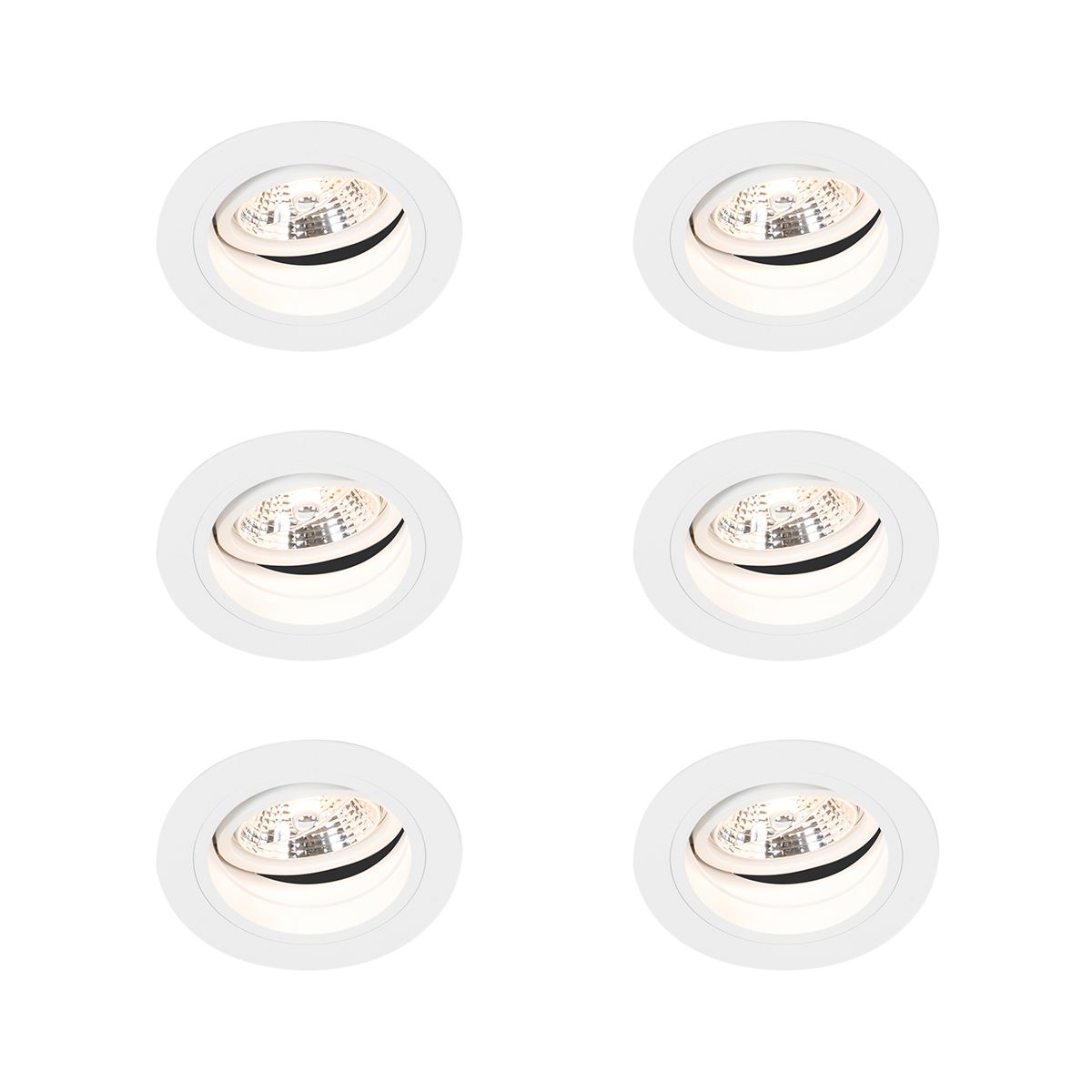 Set van 6 Ronde inbouwspot wit verstelbaar - Chuck 70