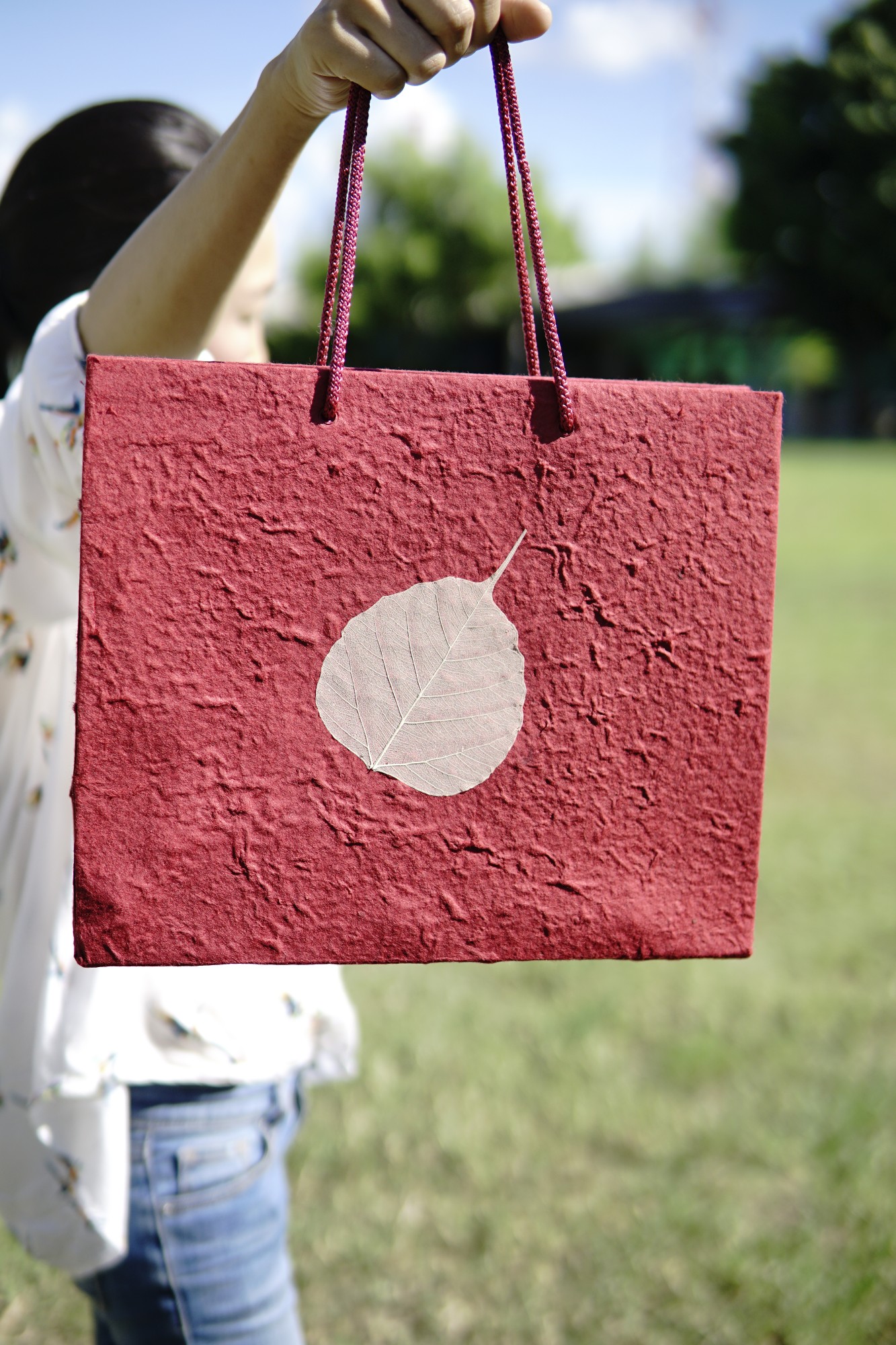 Tasche Bodhi Blatt, burgund, T 10 cm, B 30 cm, H 25 cm günstig bestellen