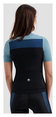 Maillot Manches Courtes Vélo Rogelli Core Block Noir/Bleu Femme