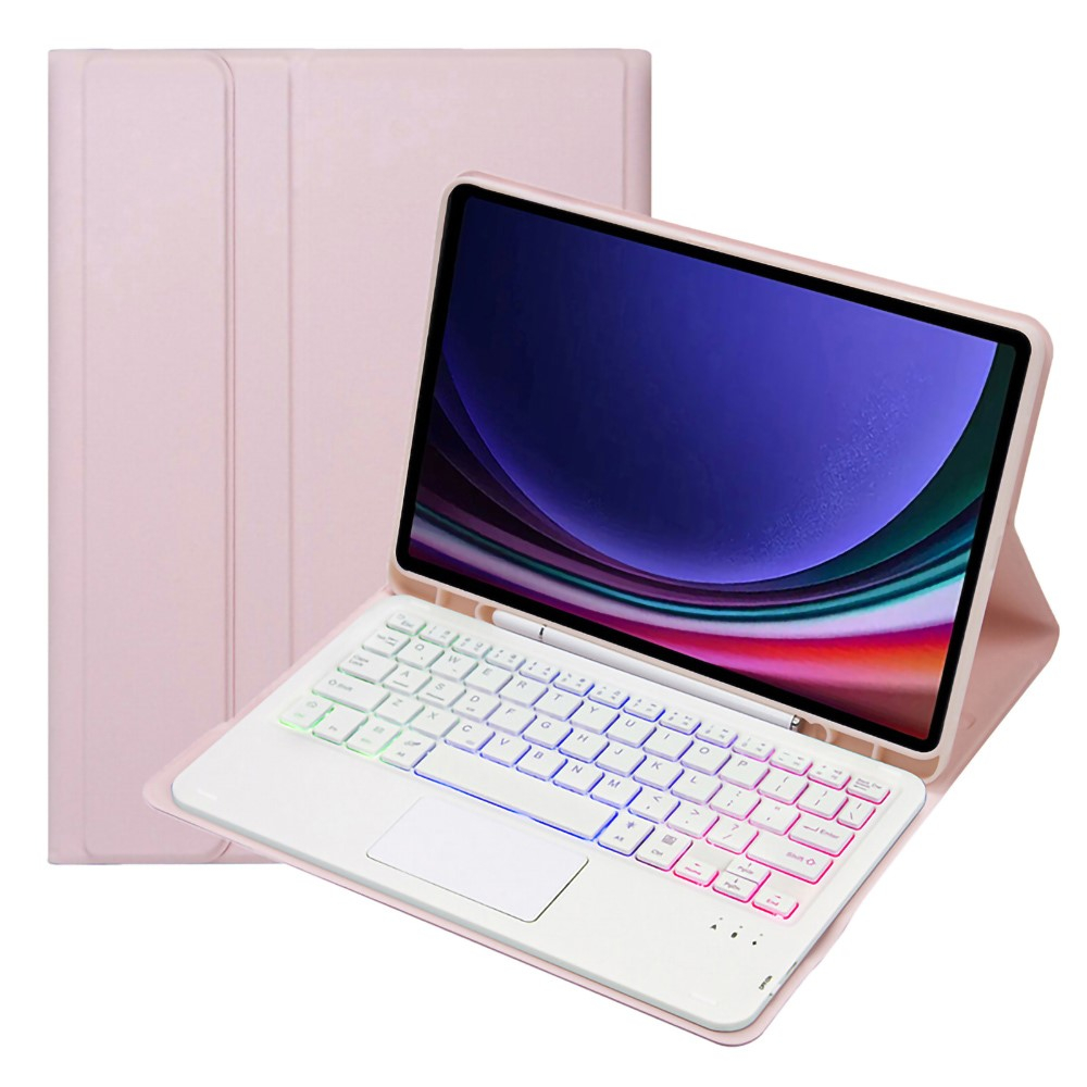Samsung Galaxy Tab A9  Plus Leder Tasche mit abnehmbarer Bluetooth Tastatur Keyboard   S-Pen Halterung (QWERTY) - Rosa