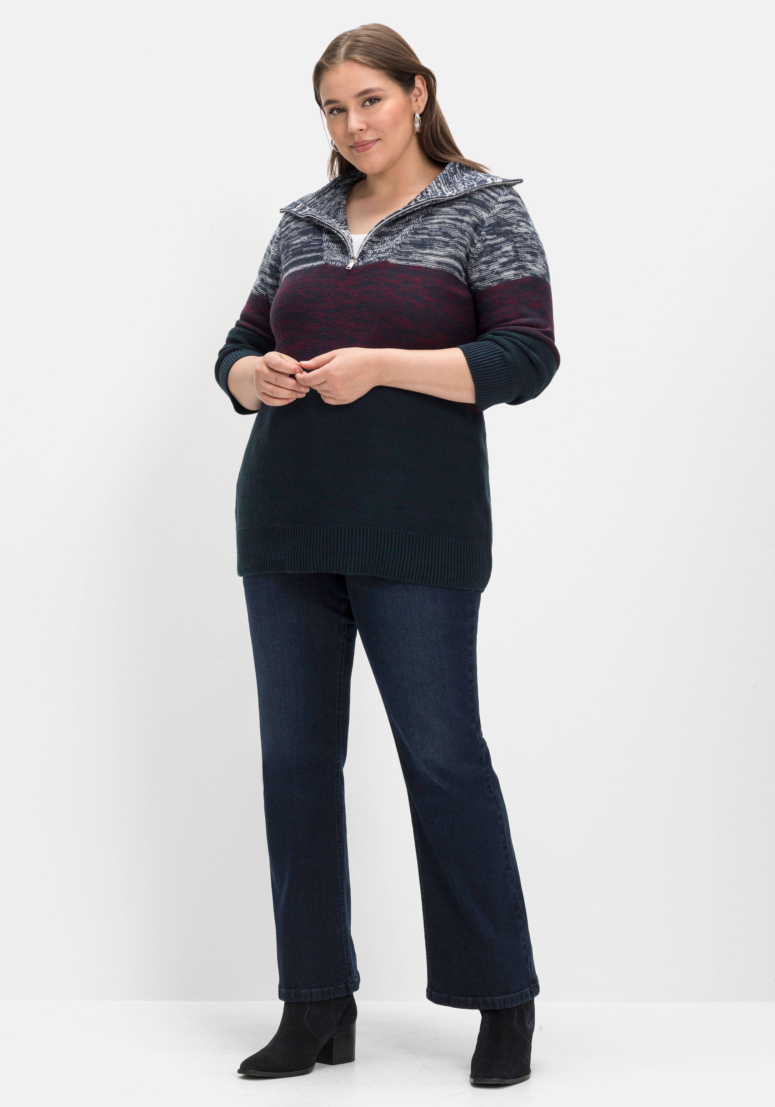 Pullover mit Troyerkragen, im Colourblocking