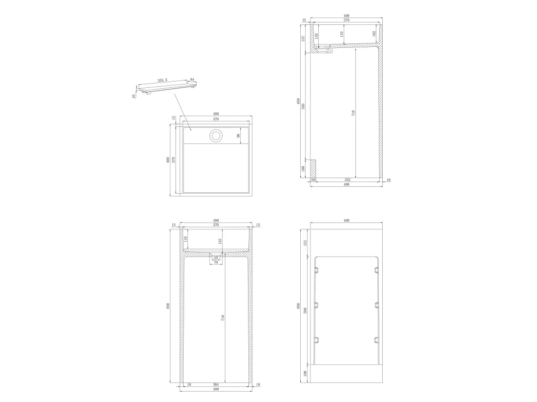 Vasque sur pied en béton - L40 x l40 x H80 cm - BALEZINO