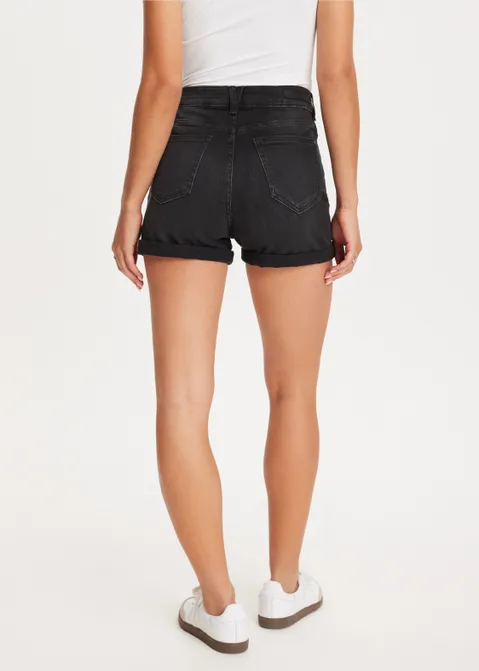 Denim stretch short zwart (ZWART)