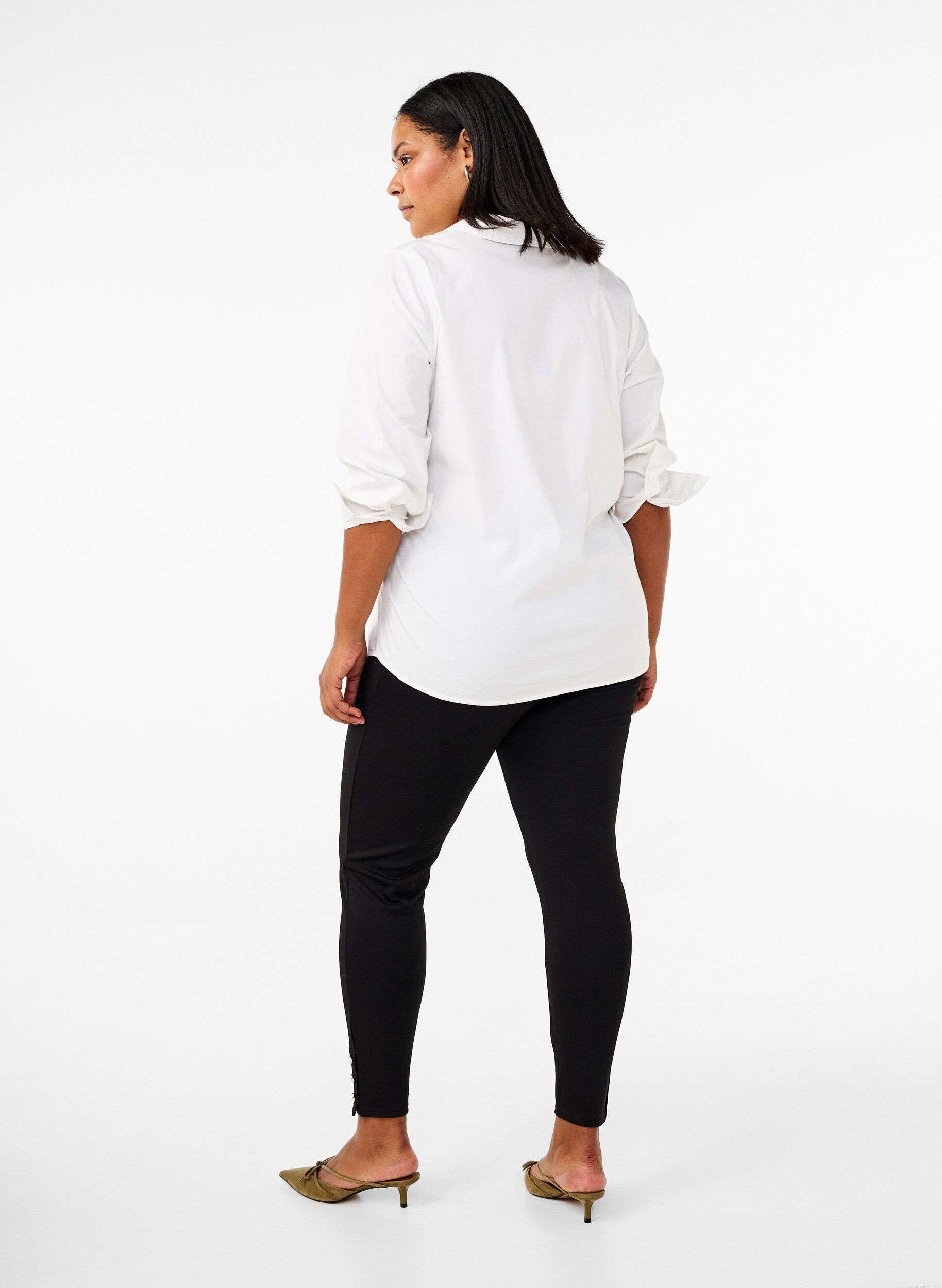 Viskose leggings med knapdetalje