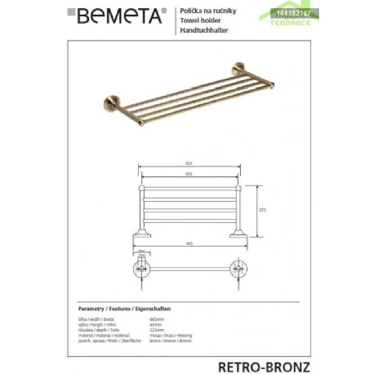 Bemeta - Maison De La Tendance BEMETA Retro porte-serviettes laiton
