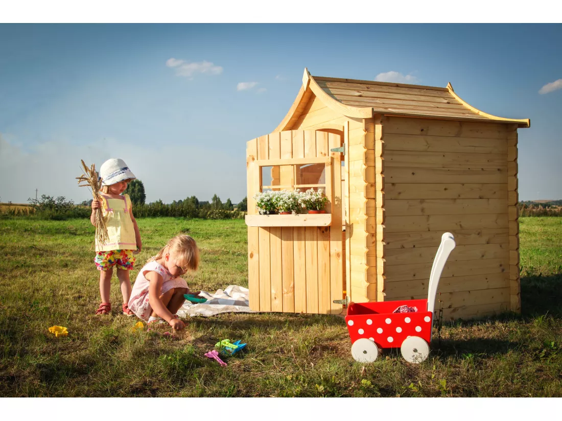 Maison en bois pour enfants SANS PLANCHER- 112x146xH152cm/1.1m2 - Timbela M550-1