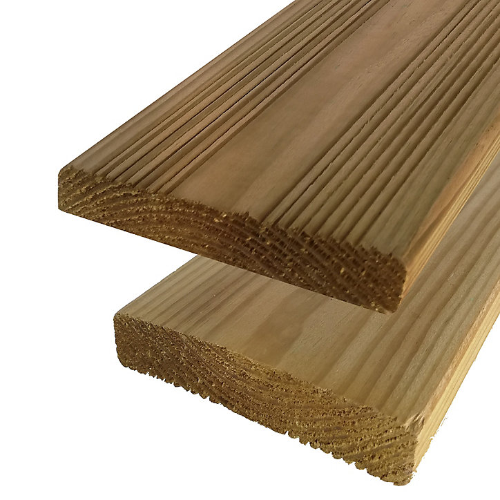 Lame de terrasse bois vert GoodHome Potomac L.240 x l.12 cm