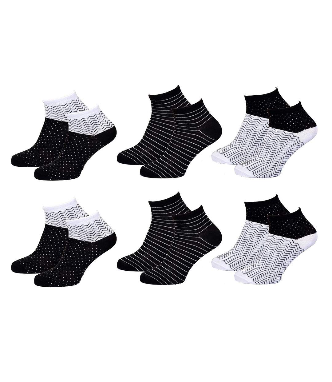 Chaussettes Courtes femme TWINDAY Qualité et Confort-Assortiment modèles photos selon arrivages- Pack de 6 Paires Graphic 235065