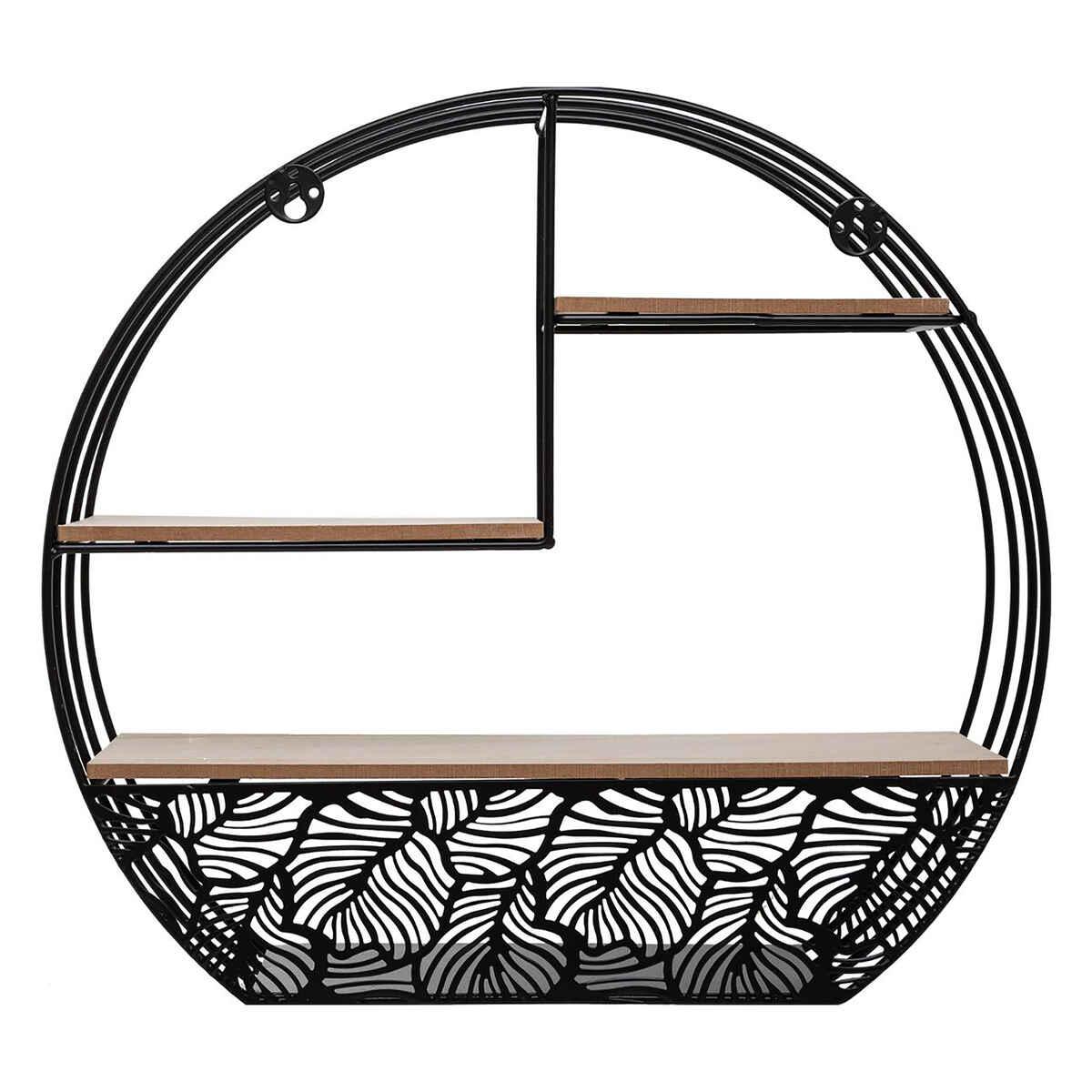 ETAGERE MURALE BOIS METAL ROND NOIR D.39X10.3X36CM