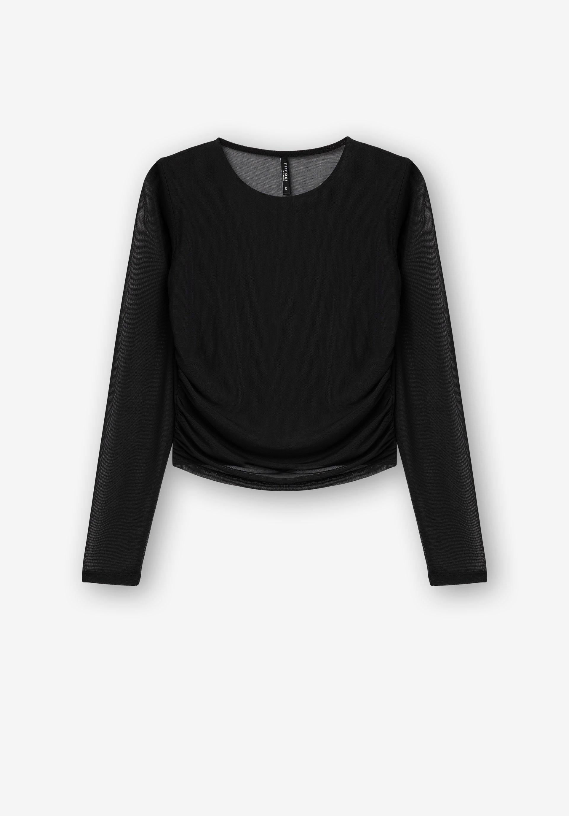 T-shirt Mesh com Franzidos Laterais