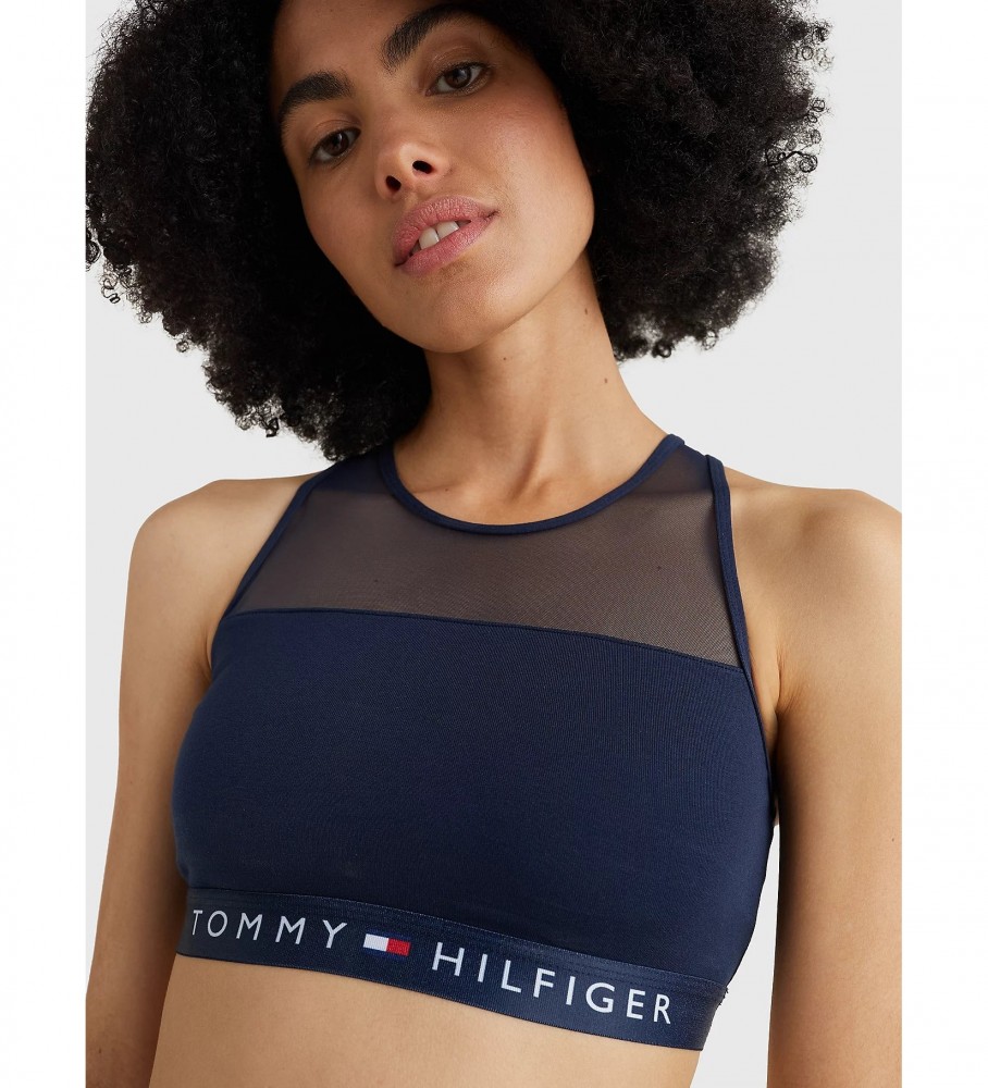 Sutiã Tommy Hilfiger Bralette com Painel de Malha Azul Marinho