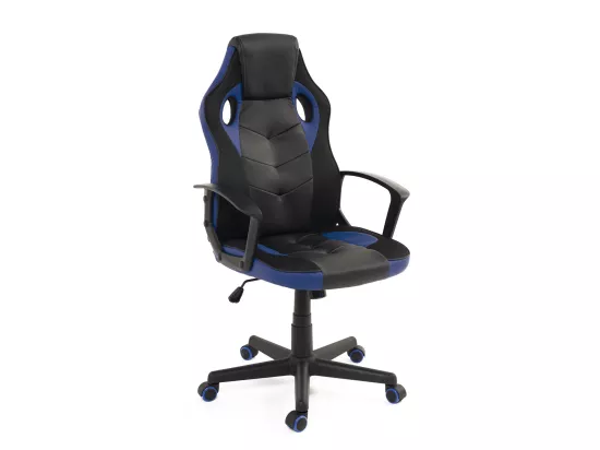 Chaise Gamer junior siège basculant hauteur réglable pivotant roulettes SENA (noir bleu)