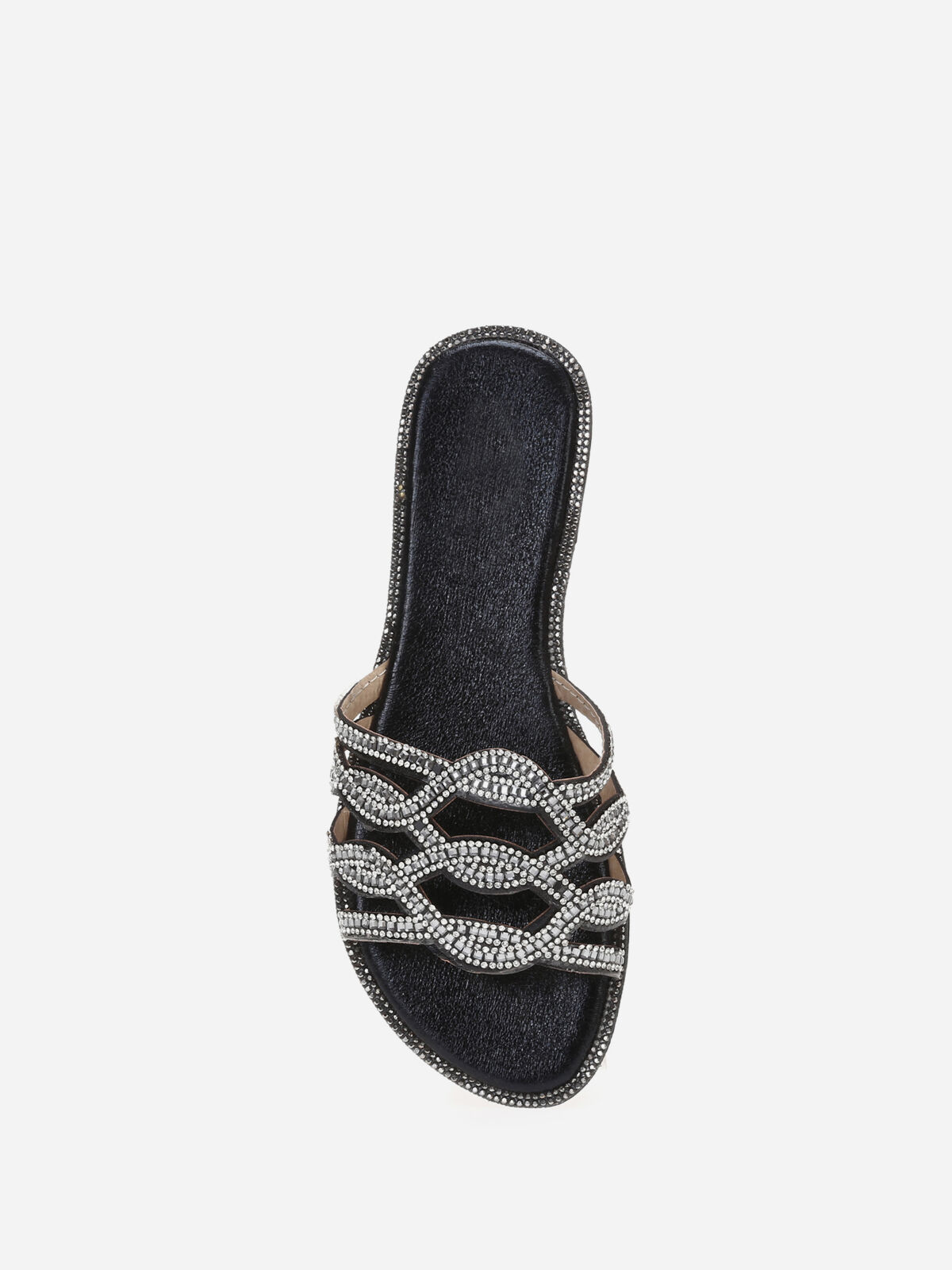 Mules plates à strass- Noir