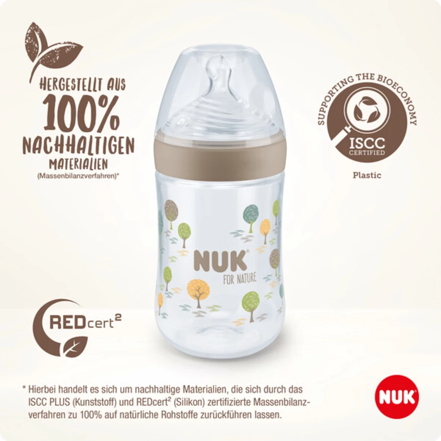 NUK Babyflasche NUK for Nature 260 ml, braun