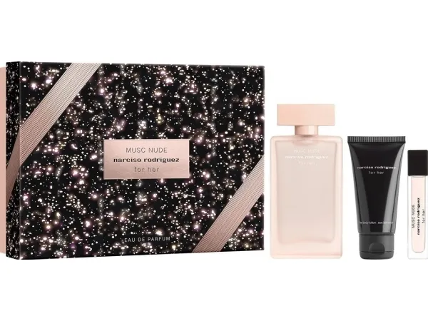 Set Narciso Rodriguez: For Her Musc Nude, Eau De Parfum, For Women, 100 ml   For Her Musc Nude, Hydrating, Body Lotion, 50 ml   For Her Musc Nude, Eau De Parfum, For Women, 10 ml For Women