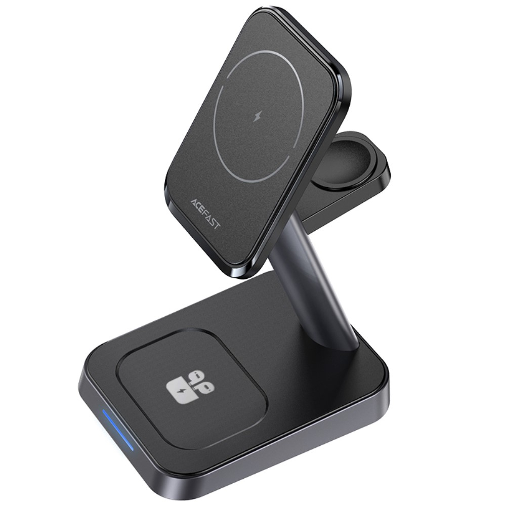 (15W) 3in1 MagSafe Qi Wireless Charger Ladestation für iPhone / Apple Watch / Airpods - Schwarz