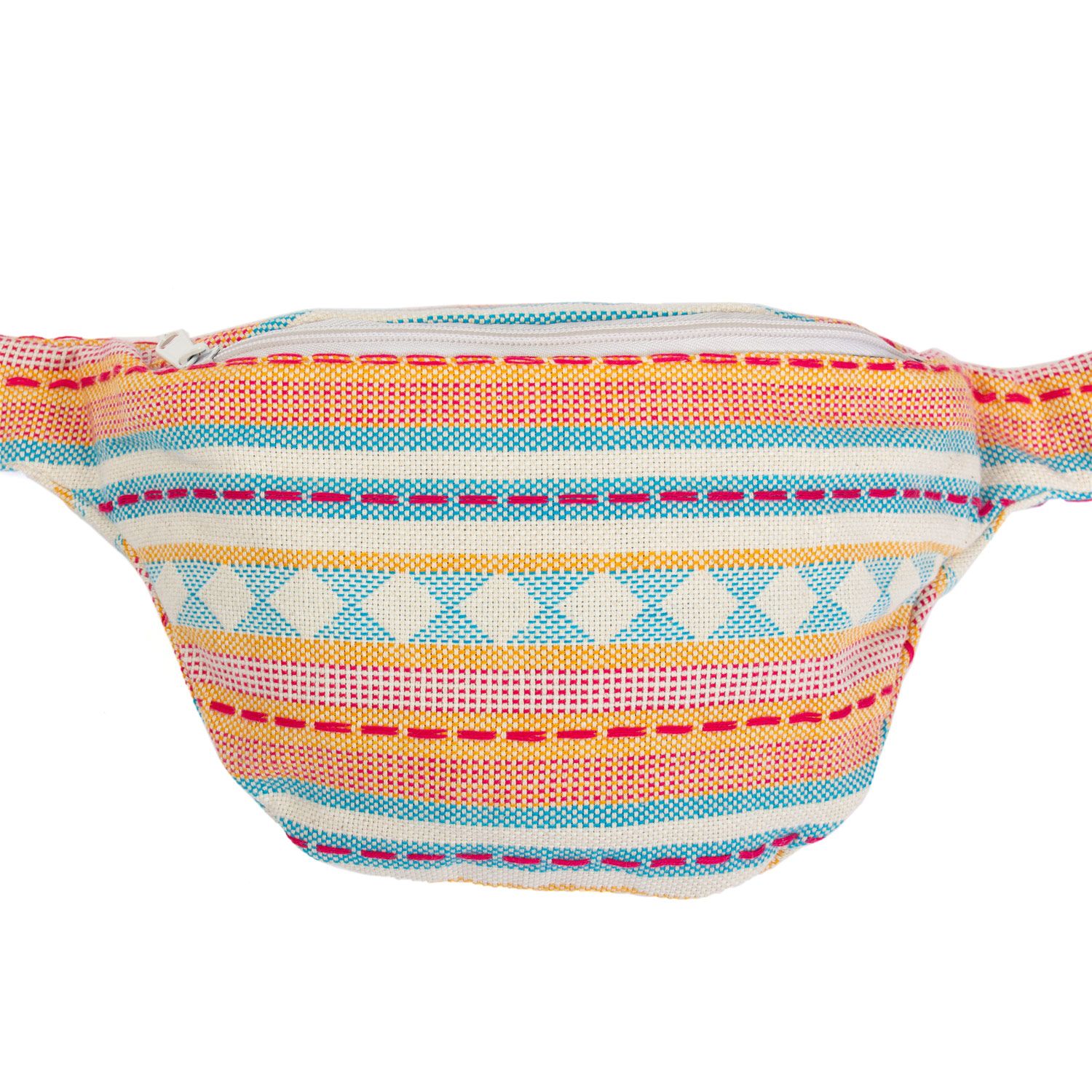 bodhi ETHNO Collection: Bauchtasche Jacquard-Webstoff, apricot-hellblau gemustert, Hip Bag