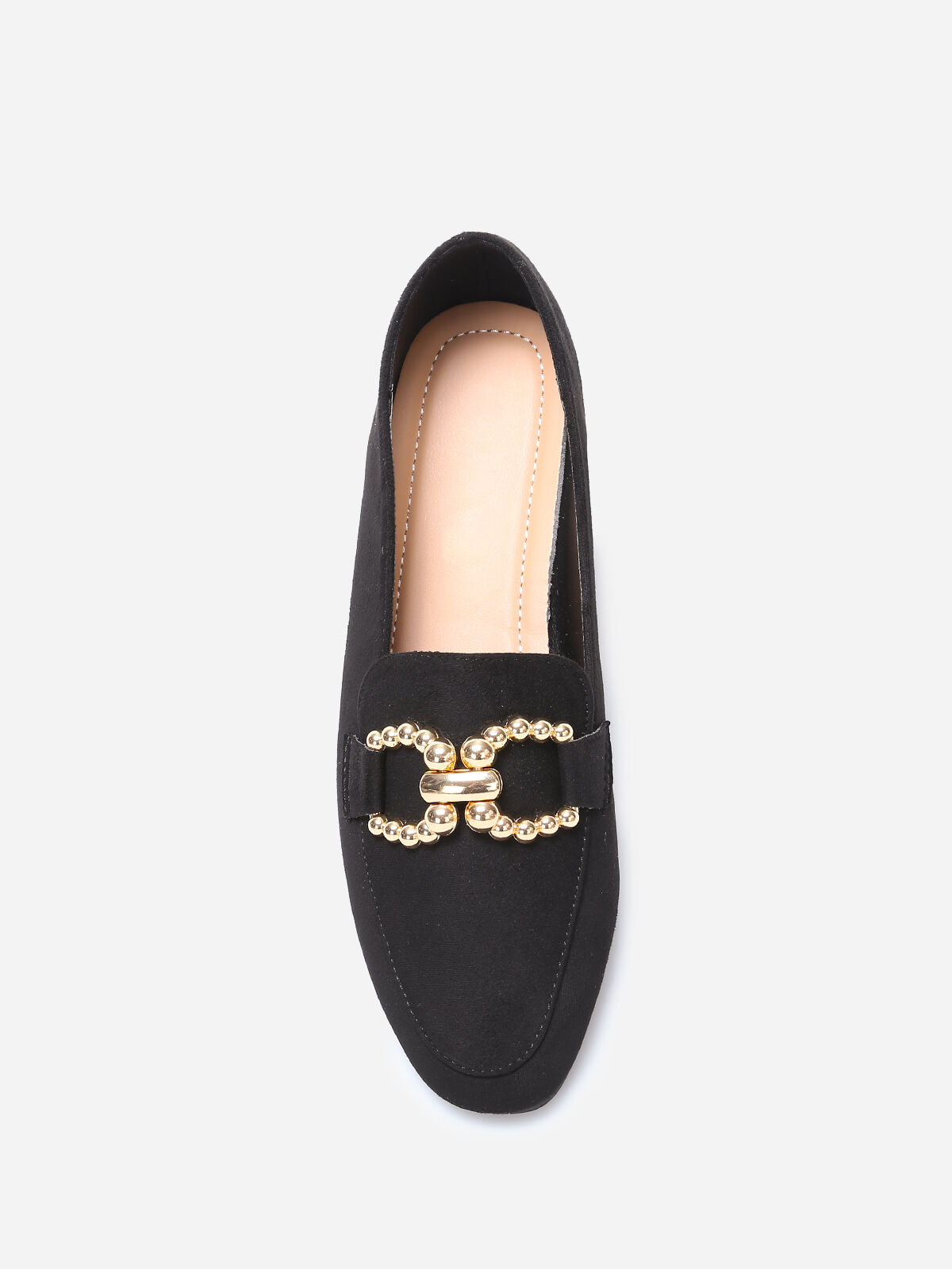Mocassins en suédine à détail boucle- Noir