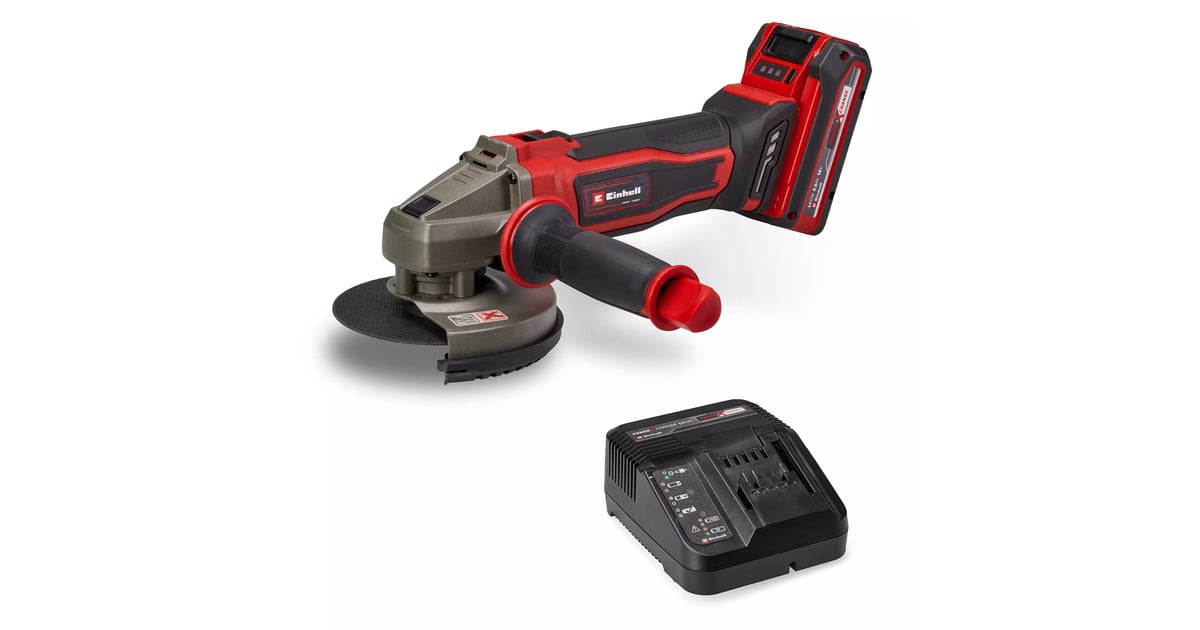 EINHELLAccu Haakse Sliijper TE-AG 18/125-2 Li (1x4,0 Ah) haakse slijper  (Rood/zwart, Incl. 4.0 Ah Power X-Change accu en oplader)