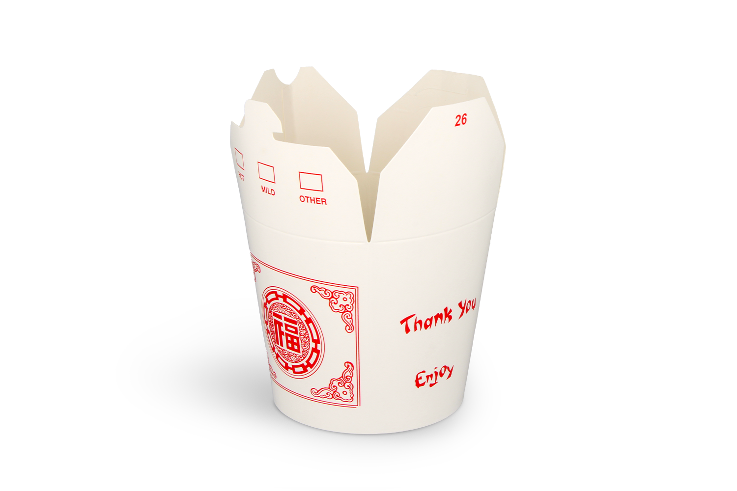 Wok to Go beker 26oz 750 ml karton wit met rood