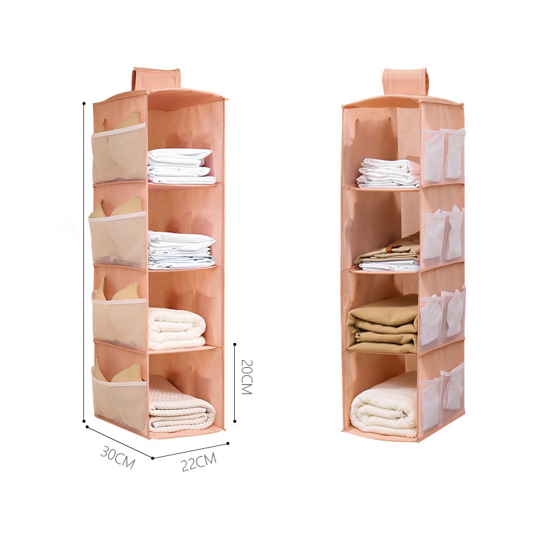(75x30cm) Kleiderschrank Aufbewahrungs Hänge Fächer Organizer Tasche - Grau