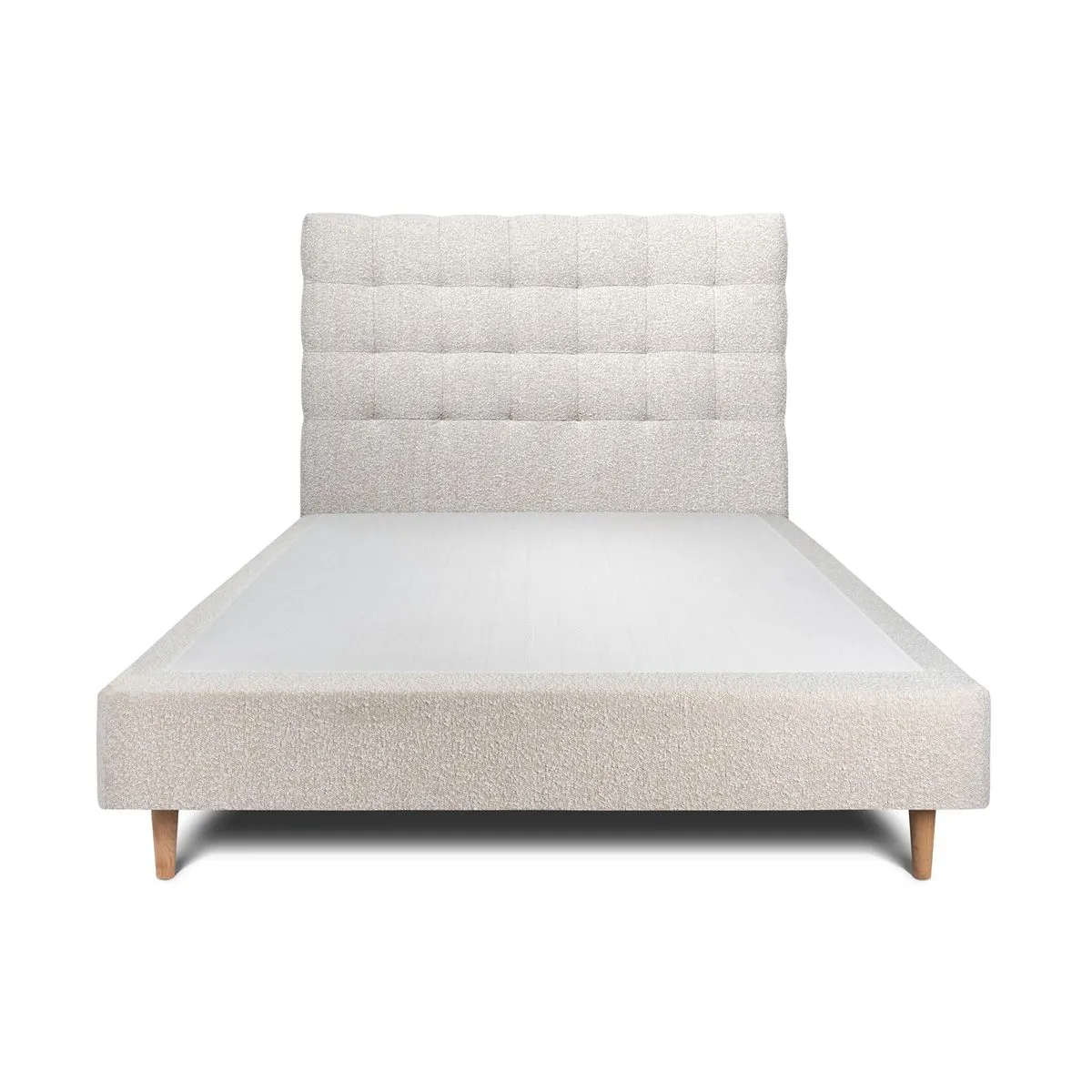 Sommeil de plomb Lit 150x200cm - Tête de lit capitonnée et sommier tapissier - Beige