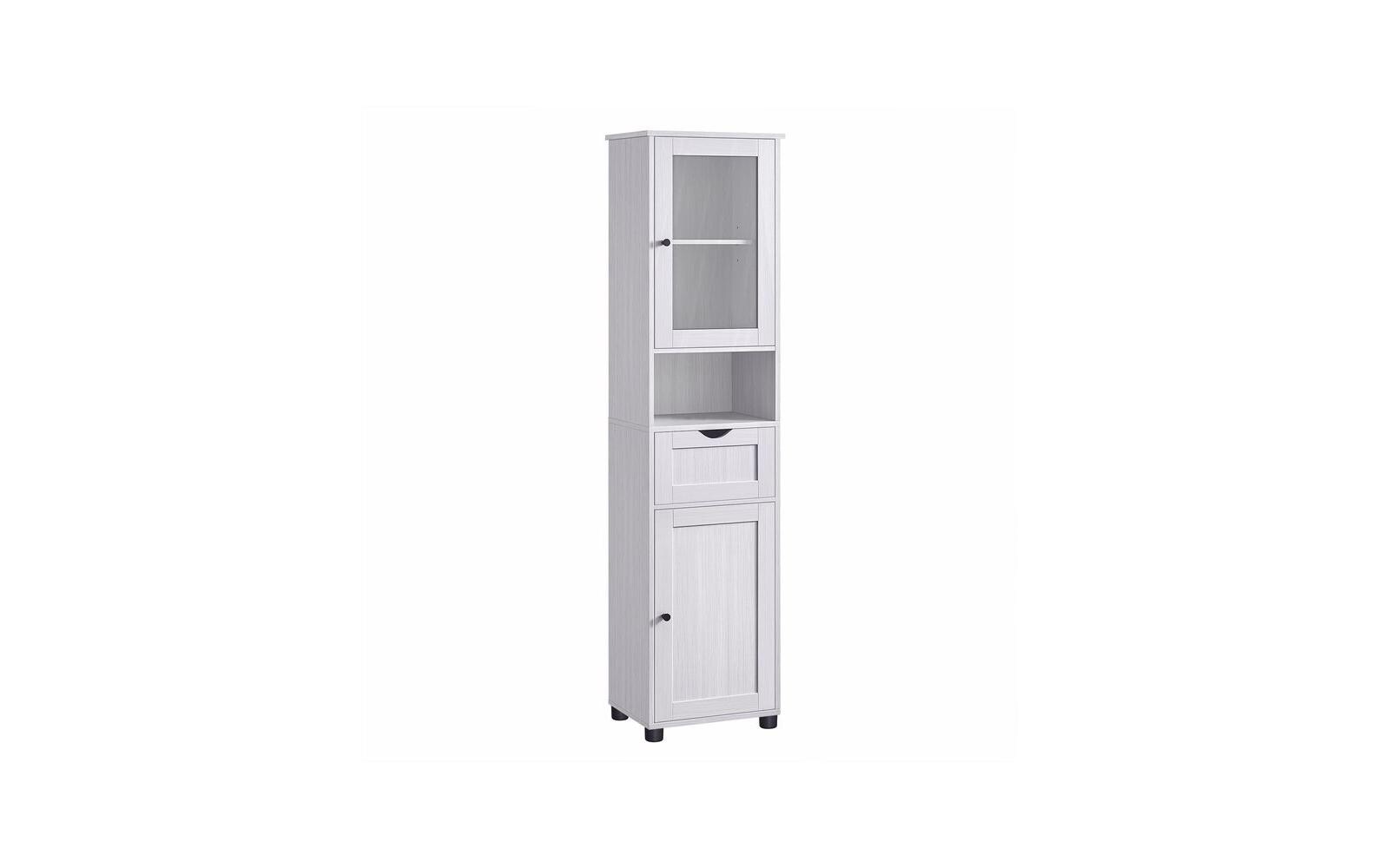 Vitrine Landhausstil 40 x 165 cm, Weiss<br>Schrank mit Glastür