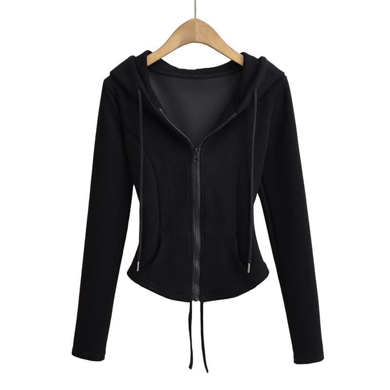 Bazer - Effen hoodie met rits / Hoge taille flared broek