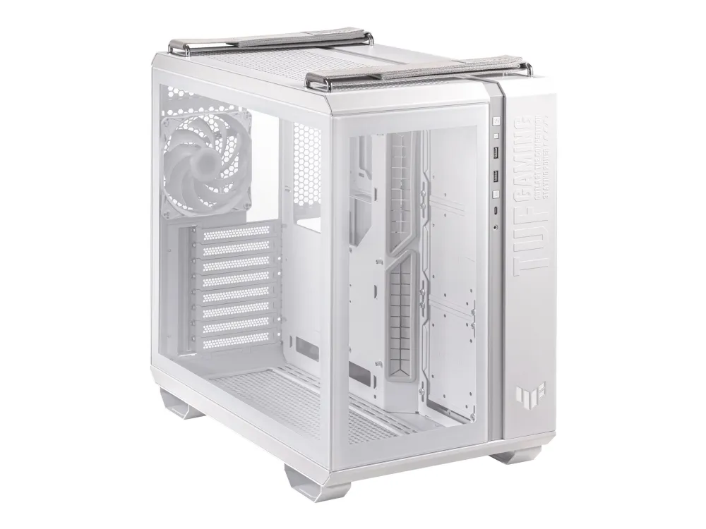 ASUS TUF Gaming GT502 Plus - Mid tower - ATX - sidepanel med vindue (hærdet glas) - ingen strømforsyning - hvid - USB/Lyd