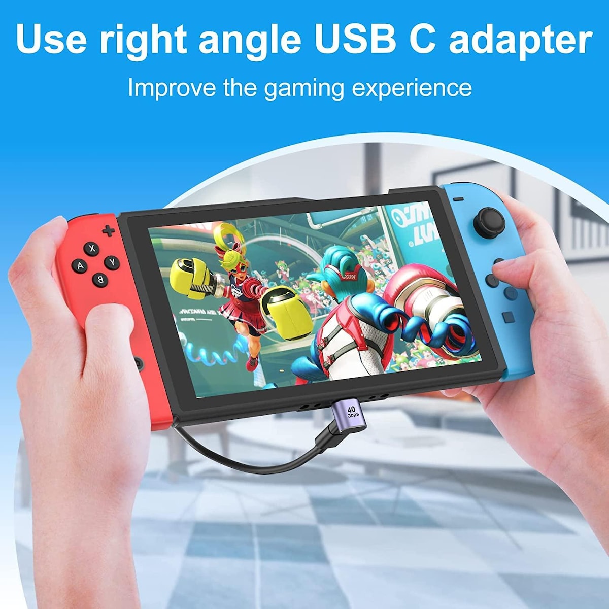 NÖRDIC USB4 vinklet adapter hann til hunn 40G 8K60Hz PD100W